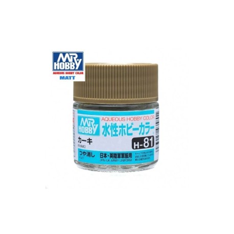 Mr.HOBBY AQUEOUS COLOR , khaki flat. Bote 10 ml. Marca MR.Hobby. Ref: H81.