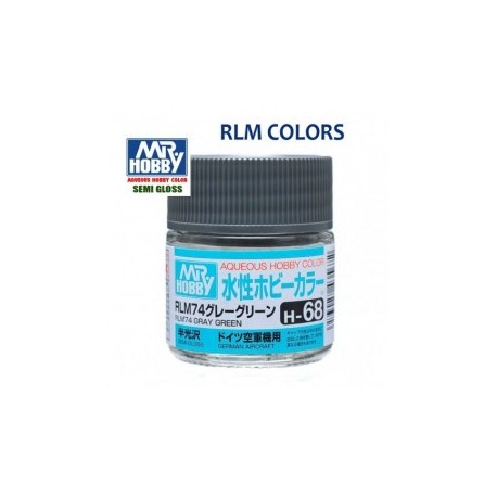 Mr.HOBBY AQUEOUS COLOR, GRIS OSCURO  SATINADO, Bote 10 ml. Marca MR.Hobby. Ref: H68.