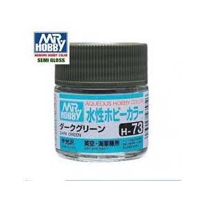 Mr.HOBBY AQUEOUS COLOR, VERDE OSCURO, Bote 10 ml. Marca MR.Hobby. Ref: H73.