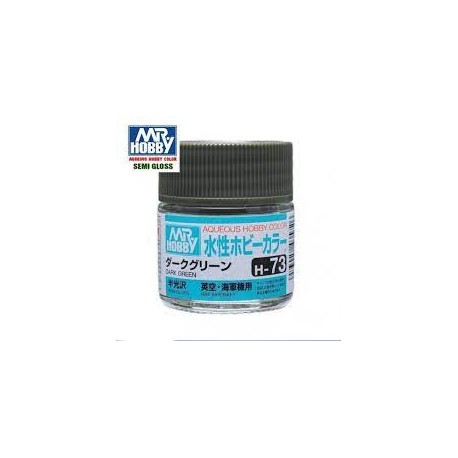 Mr.HOBBY AQUEOUS COLOR, VERDE OSCURO, Bote 10 ml. Marca MR.Hobby. Ref: H73.
