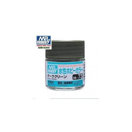 Mr.HOBBY AQUEOUS COLOR, VERDE OSCURO, Bote 10 ml. Marca MR.Hobby. Ref: H73.