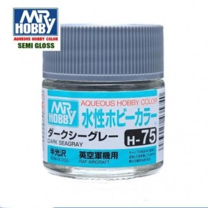 Mr.HOBBY AQUEOUS COLOR, GRIS MAR OSCURO, Bote 10 ml. Marca MR.Hobby. Ref: H75.