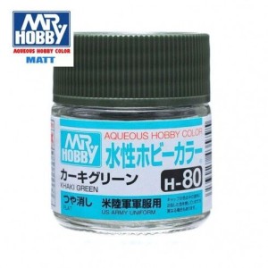 Mr.HOBBY AQUEOUS COLOR, VERDE CAQUI, Bote 10 ml. Marca MR.Hobby. Ref: H80.