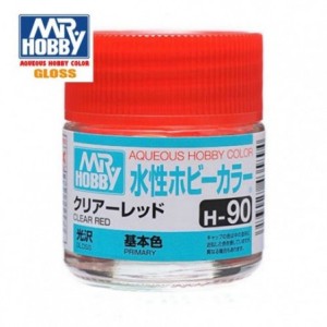 Mr.HOBBY AQUEOUS COLOR, ROJO TRANSPARENTE BRILLO ,Bote 10 ml. Marca MR.Hobby. Ref: H90.