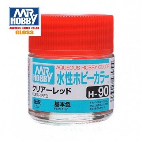 Mr.HOBBY AQUEOUS COLOR, ROJO TRANSPARENTE BRILLO ,Bote 10 ml. Marca MR.Hobby. Ref: H90.