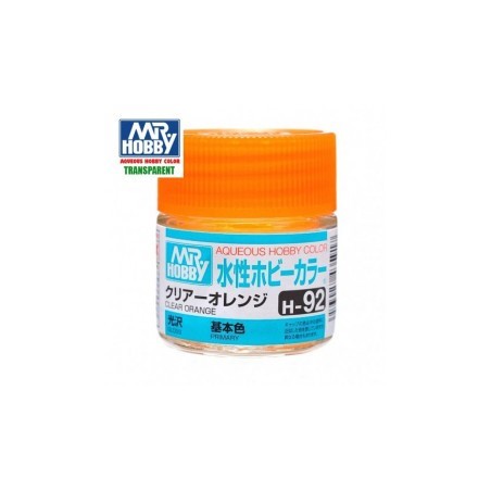 Mr.HOBBY AQUEOUS COLOR, NARANJA TRANSPARENTE BRILLO, Bote 10 ml. Marca MR.Hobby. Ref: H92.