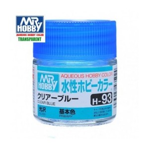 Mr.HOBBY AQUEOUS COLOR, AZUL TRANSPARENTE BRILLO, Bote 10 ml. Marca MR.Hobby. Ref: H93.