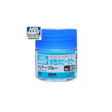 Mr.HOBBY AQUEOUS COLOR, AZUL TRANSPARENTE BRILLO, Bote 10 ml. Marca MR.Hobby. Ref: H93.