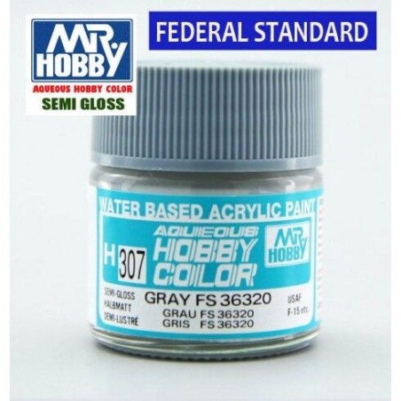 Mr.HOBBY AQUEOUS COLOR , Semi Gloss, GRAY FS36320. Bote 10 ml. Marca MR.Hobby. Ref: H307.