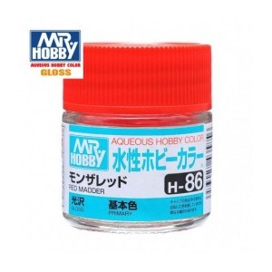 Mr.HOBBY AQUEOUS COLOR, ROJO TINTE BRILLO, Bote 10 ml. Marca MR.Hobby. Ref: H86.