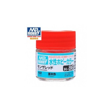 Mr.HOBBY AQUEOUS COLOR, ROJO TINTE BRILLO, Bote 10 ml. Marca MR.Hobby. Ref: H86.