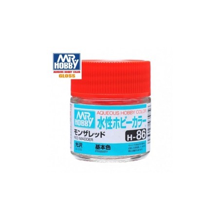 Mr.HOBBY AQUEOUS COLOR, ROJO TINTE BRILLO, Bote 10 ml. Marca MR.Hobby. Ref: H86.