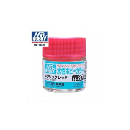 Mr.HOBBY AQUEOUS COLOR, ROJO METALIZADO, Bote 10 ml. Marca MR.Hobby. Ref: H87.