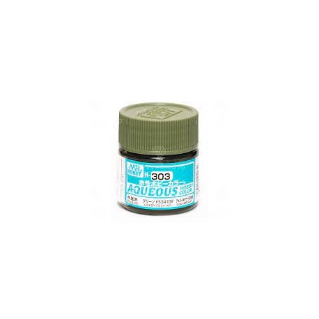 Mr.HOBBY AQUEOUS COLOR, H302 Green FS34092 (Semi-gloss) US. Bote 10 ml. Marca MR.Hobby. Ref: H302.