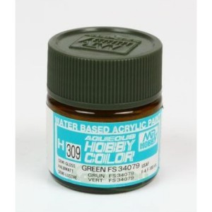 Mr.HOBBY AQUEOUS COLOR , VERDE FS34079. Bote 10 ml. Marca MR.Hobby. Ref: H309.