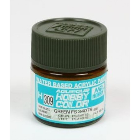 Mr.HOBBY AQUEOUS COLOR , VERDE FS34079. Bote 10 ml. Marca MR.Hobby. Ref: H309.