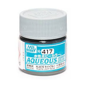 Mr.HOBBY AQUEOUS COLOR , AZUL CLARO BRILLANTE RLM76 . Bote 10 ml. Marca MR.Hobby. Ref: H417.