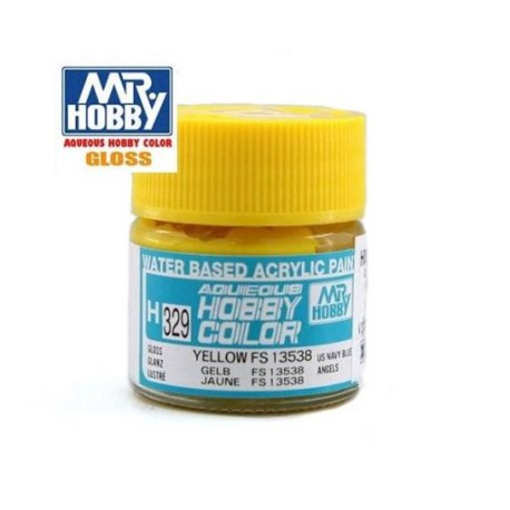 Mr.HOBBY AQUEOUS COLOR , AMARILLO BRILLANTE FS13538. Bote 10 ml. Marca MR.Hobby. Ref: H329.