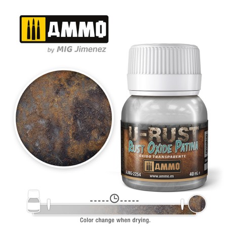 U-RUST, Rust Oxide Patina (40mL). Marca Ammo of Mig Jimenez. Ref: AMIG2254.