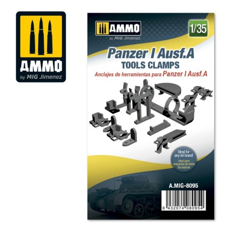 Anclajes de herramientas para Panzer I Ausf.A, escala 1/35. Marca Mig. Ref: AMIG8095.