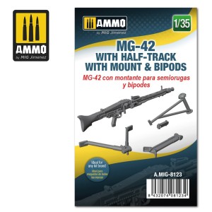 MG-42 con Afuste y Bípode para Semiorugas, escala 1/35. Marca Mig. Ref: AMIG8123.