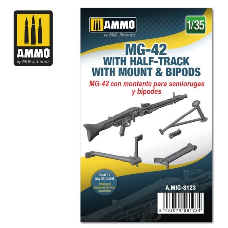 MG-42 con Afuste y Bípode para Semiorugas, escala 1/35. Marca Mig. Ref: AMIG8123.