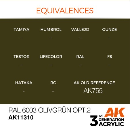 AK INTERACTIVE 3 rd. RAL 6003 OLIVGRÜN OPT.2 – AFV. Marca AK Interactive. Ref: AK11310.