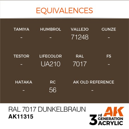 AK INTERACTIVE 3 rd. RAL 7017 DUNKELBRAUN – AFV . Marca AK Interactive. Ref: AK11315.