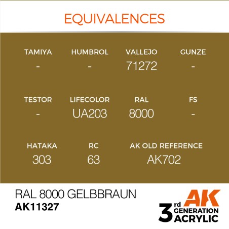AK INTERACTIVE 3 rd. RAL 8000 GELBBRAUN – AFV. Marca AK Interactive. Ref: AK11327.