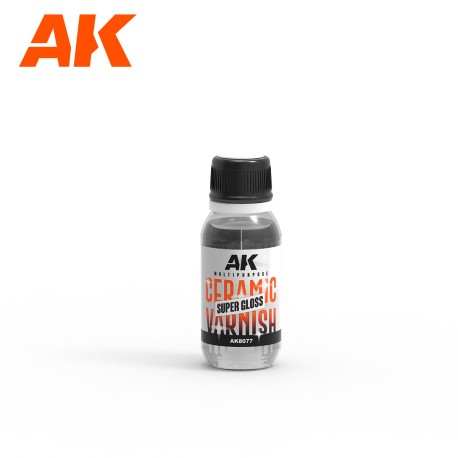 BARNIZ CERÁMICO POLIVALENTE (SUPERBRILLO). Cantidad 60 ml. Marca AK Interactive. Ref: AK8077.