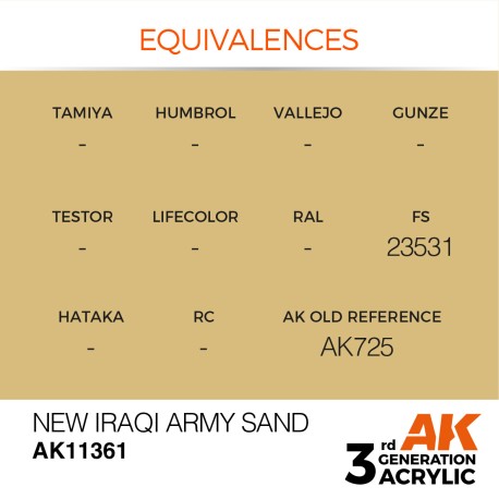AK INTERACTIVE 3 rd. NEW IRAQI ARMY SAND – AFV Marca AK Interactive. Ref: AK11361.
