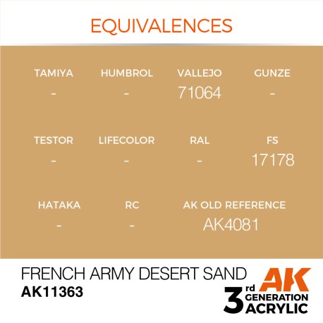 AK INTERACTIVE 3 rd. FRENCH ARMY DESERT  SAND. Marca AK Interactive. Ref: AK11363.