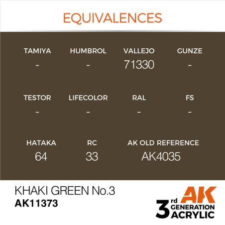 AK INTERACTIVE 3 rd. KHAKI GREEN NO.3 – AFV. Marca AK Interactive. Ref: AK11373.