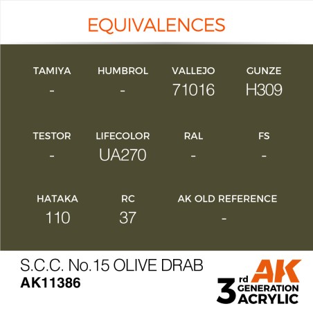 AK INTERACTIVE 3 rd. S.C.C. NO.15 OLIVE DRAB – AFV. Marca AK Interactive. Ref: AK11386.