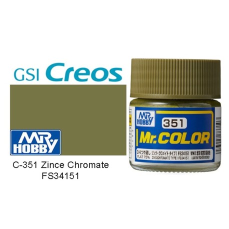 Lacquer paint, Zinc Chromate FS34151. Bote 10 ml. Marca MR.Hobby. Ref: C351.