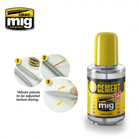 PEGAMENTO DENSIDAD MEDIA DE SECADO LENTO. Bote de 30 ml. Marca Ammo of Mig Jimenez. Ref: AMIG2038.