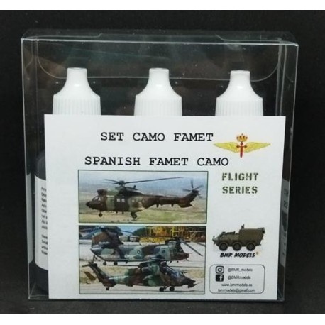 Set de 3 Acrilicos, Camo FAMET. Bote 17 ml. Marca BMR. Ref: SETFAMET.