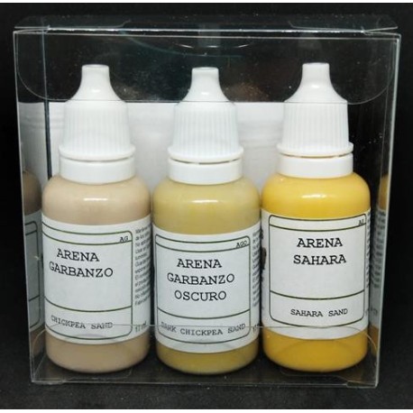 Set de 3 Acrilicos, Arenas ET. Bote 17 ml. Marca BMR. Ref: SETARENAS.