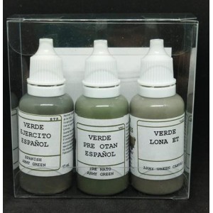 Set de 3 Acrilicos, Verdes ET. Bote 17 ml. Marca BMR. Ref: SETVERDES. 2