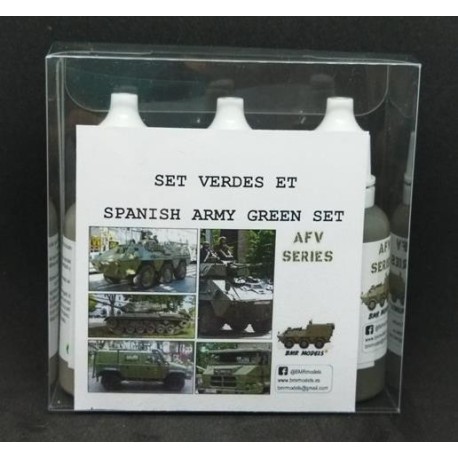 Set de 3 Acrilicos, Verdes ET. Bote 17 ml. Marca BMR. Ref: SETVERDES.