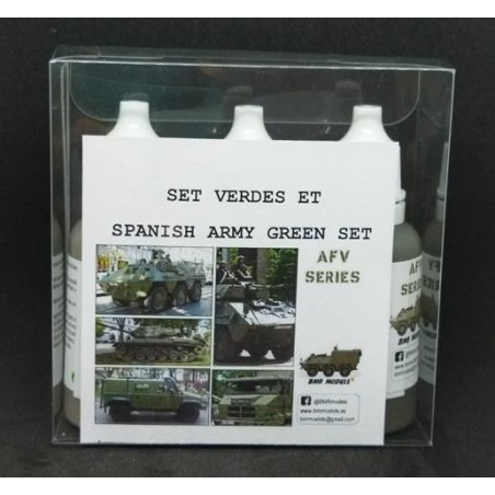 Set de 3 Acrilicos, Verdes ET. Bote 17 ml. Marca BMR. Ref: SETVERDES.