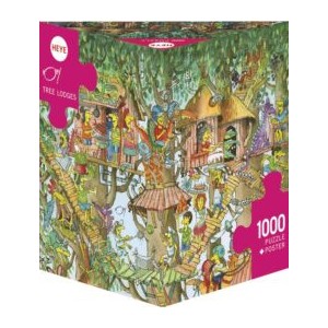 Tree Lodges, Cartoon im Dreieck Puzzle vertical, 1000 pz. Marca Heye. Ref: 29990.