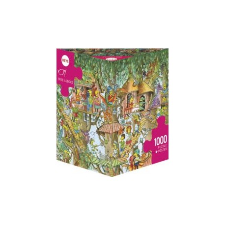 Tree Lodges, Cartoon im Dreieck Puzzle vertical, 1000 pz. Marca Heye. Ref: 29990.