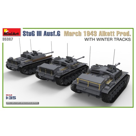 StuG III Ausf. G March 1943 Alkett Prod. WITH WINTER TRACKS. INTERIOR KIT. Escala 1:35. Marca Miniart. Ref: 35367.