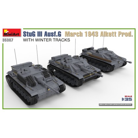 StuG III Ausf. G March 1943 Alkett Prod. WITH WINTER TRACKS. INTERIOR KIT. Escala 1:35. Marca Miniart. Ref: 35367.