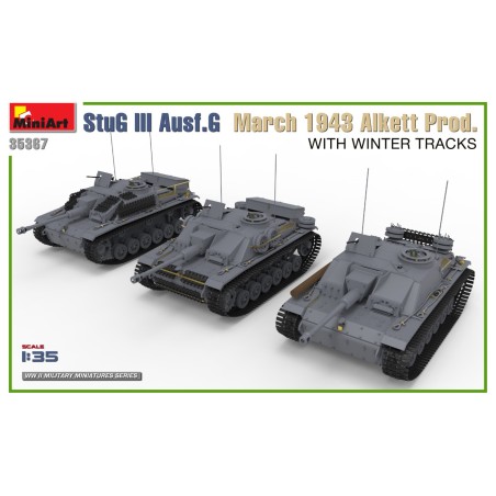 StuG III Ausf. G March 1943 Alkett Prod. WITH WINTER TRACKS. INTERIOR KIT. Escala 1:35. Marca Miniart. Ref: 35367.