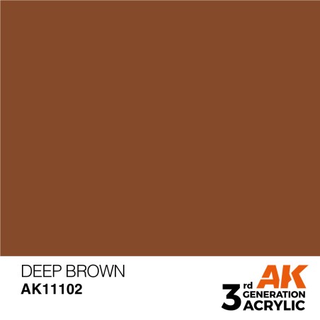 Acrílicos de 3rd Generación, DEEP BROWN – INTENSE. Bote 17 ml. Marca Ak-Interactive. Ref: Ak11102.