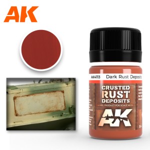 Lavado óxido fuerte depositos, DARK RUST DEPOSITS. Bote de 35 ml. Marca AK Interactive. Ref: AK4113.