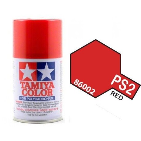 Spray RED Polycarbonate ( 86002 ). Bote 100 ml. Marca Tamiya. Ref: PS-2, PS2.