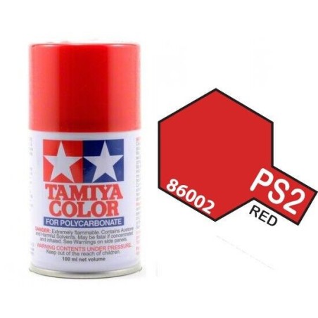 Spray RED Polycarbonate ( 86002 ). Bote 100 ml. Marca Tamiya. Ref: PS-2, PS2.